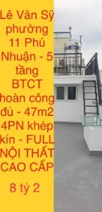Ảnh của Nhà mới, Lê Văn Sỹ phường 11 Phú Nhuận, 5 tầng BTCT, Full nội thất, nhỉnh 8 tỷ