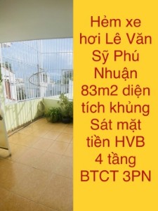 Picture of HXH Lê Văn Sỹ Phú Nhuận, sát mặt tiền, 4 tầng BTCT 3PN, 83m2 DT khủng, chỉ 14 tỷ